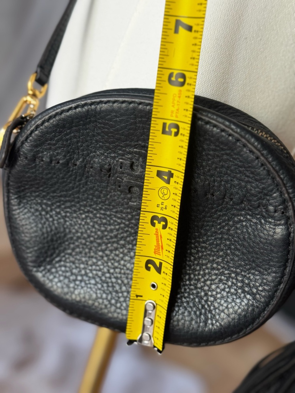 Tory Burch Black Pebbled Leather Mini Crossbody Coin Purse Tassel Bag - Picture 9 of 10